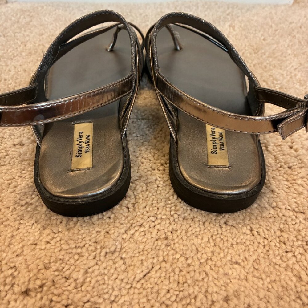 Simply Vera Wang Sparkle Silver Buckle Sandal Shoe Size 6.5 - Picture 8 of 15